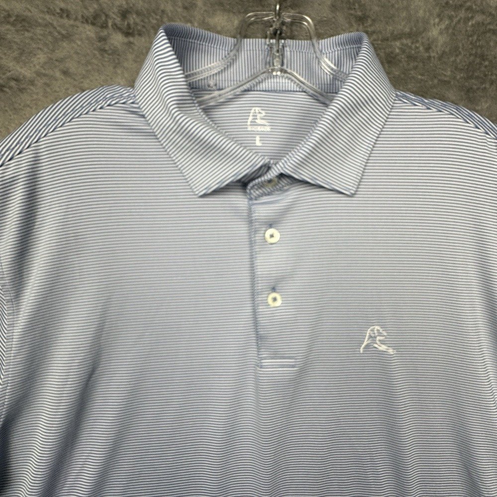 Rhoback Golf Polo Shirt Men's Size Large Blue Stripe Athletic Sports Stretch